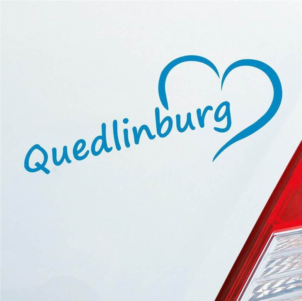 Auto Aufkleber Quedlinburg Herz Heart City Stadt 20x8 cm Hellblau Sticker Heckscheibenaufkleber