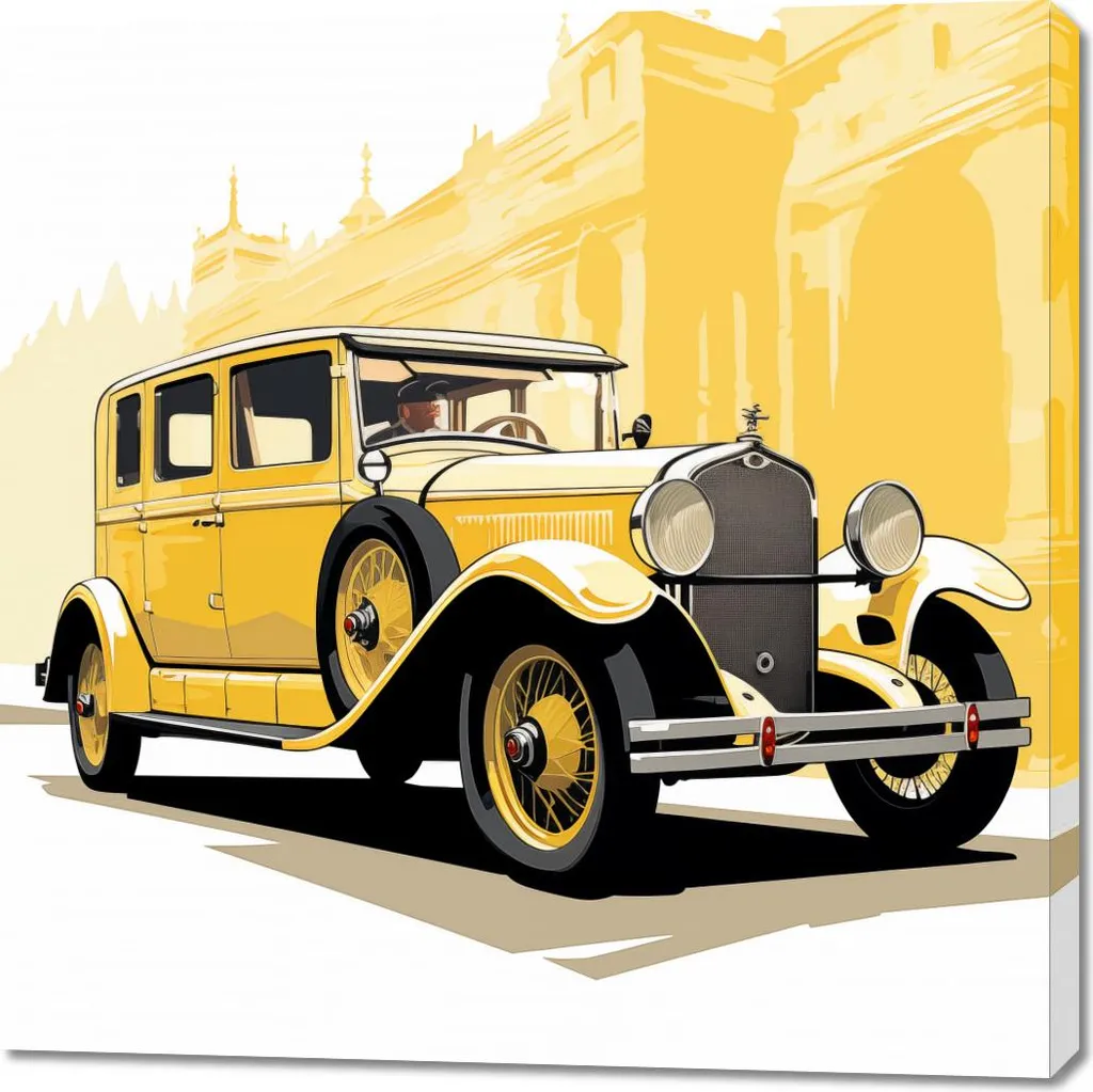 Tableau Voitures Classiques 100x100 cm - Décoration Murale Grand Format