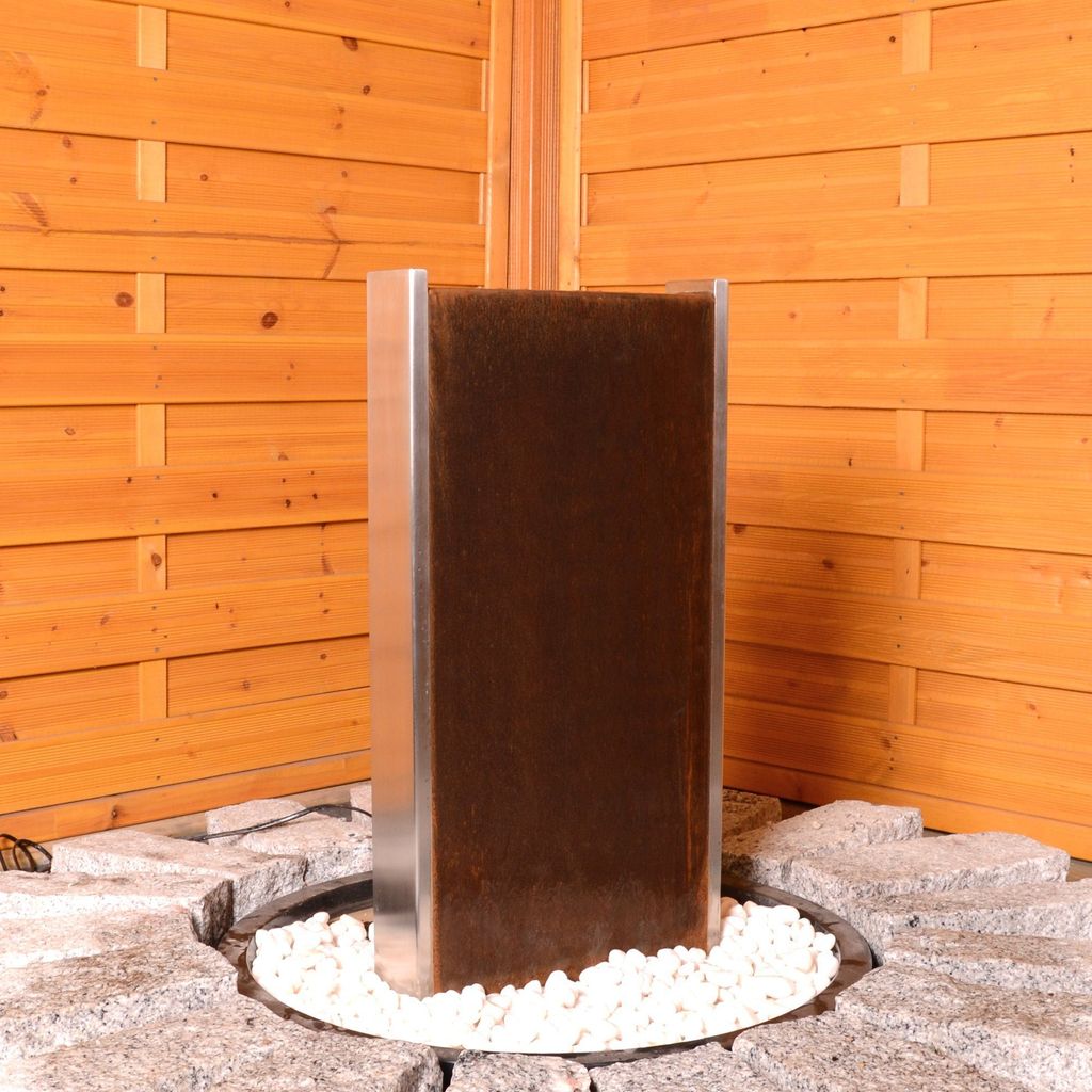 KÖHKO Wasserwand "Bolivieren" mit LED-Beleuchtung Höhe 79 CM Zimmerbrunnen 31002 aus der Kombination von Cortenstahl und Edelstahl«