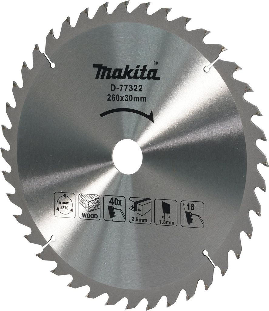 Makita TCT Sägeblatt 260x40Zx30 mm - D-77322 Produktbild 