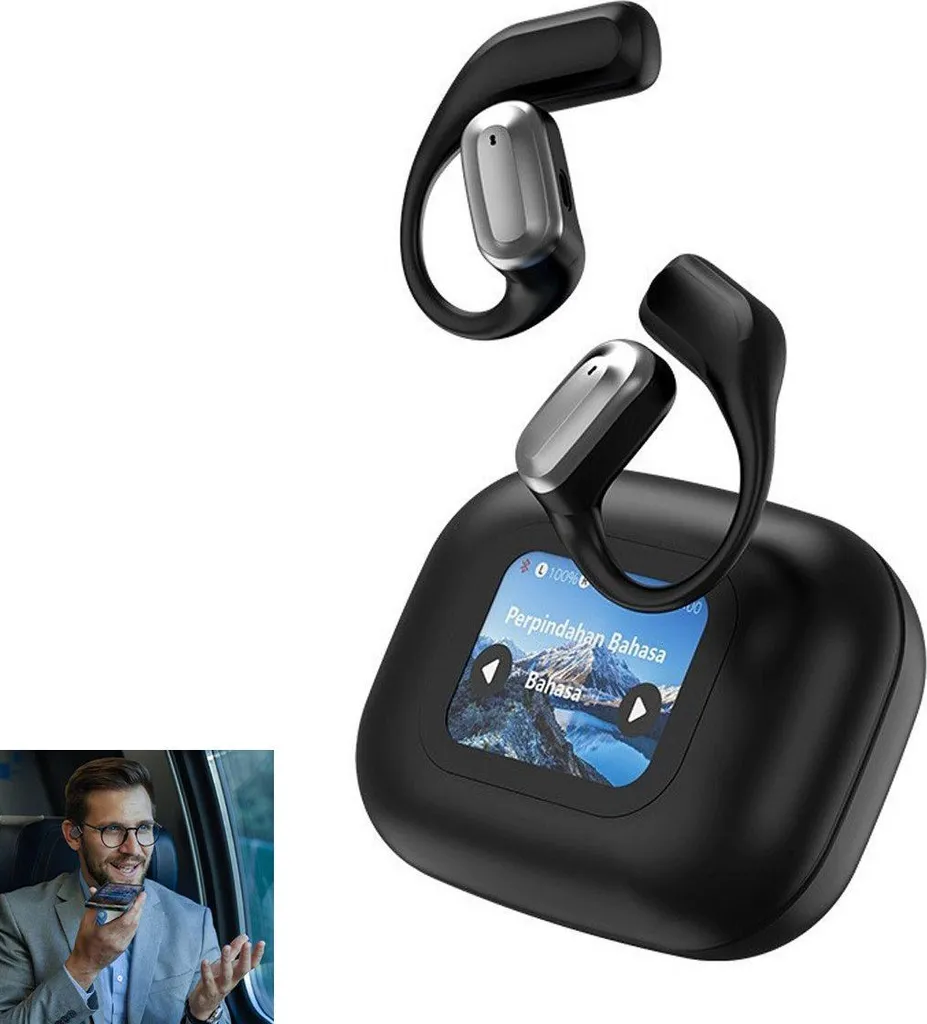 Kopfhörer,Echtzeit Übersetzung LCD-Touchscreen KI Übersetzer Kopfhörer,Ohrhörer mit Echtzeit-Übersetzung,144 Sprachen Drahtlose Übersetzungskopfhörer