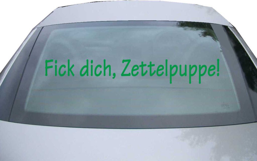 Indigos UG - Aufkleber Heckscheibe & Motorklappe DE2055 - grün - 600x85 mm - Fick dich Zettelpuppe - Auto Scheiben Fenster Heckklappe Tuning Racin...