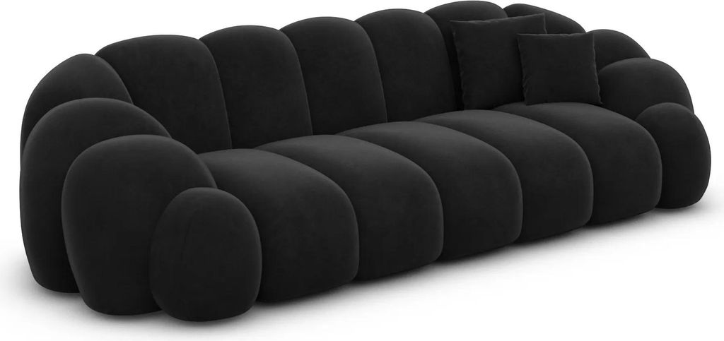 Samtstoff 3-Sitzer Couch Liora Schwarz