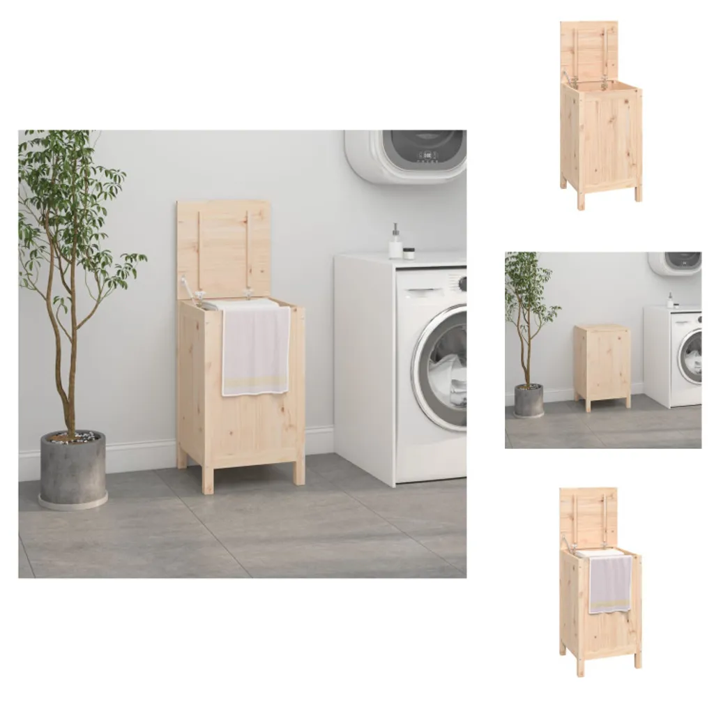 Rangement linge sale pour salle de bain en bois de pin 44x44x76 cm