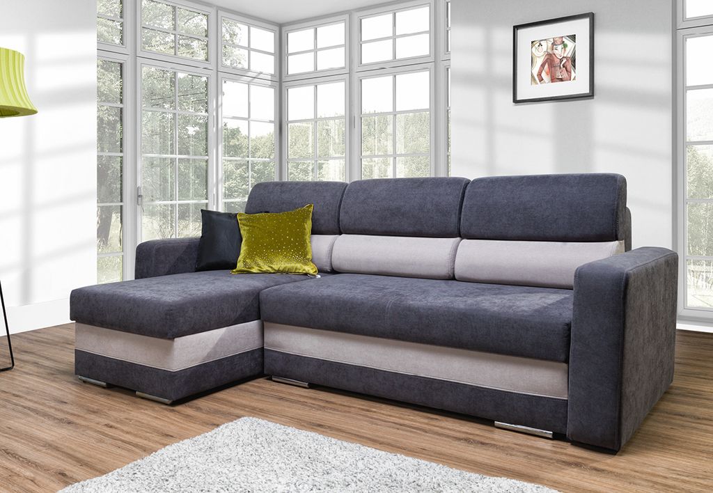 Ecksofa ONELLA - dunkelblau / graublau