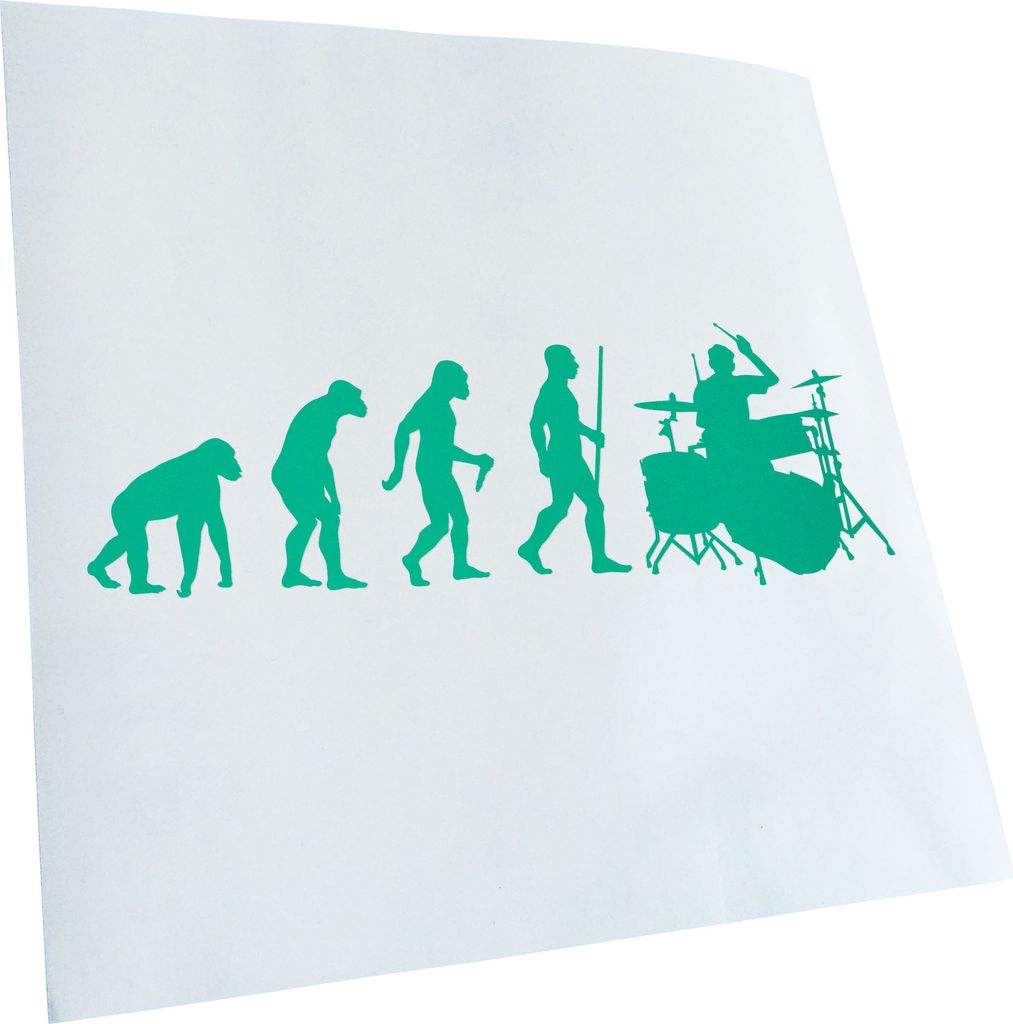 Kiwistar - Autoaufkleber - Evolution Schlagzeuger - Türkis - 50x18cm - Aufkleber für Auto, Laptop, Fahrrad, LKW, Motorrad mehrfarbig JDM Decal Ra...