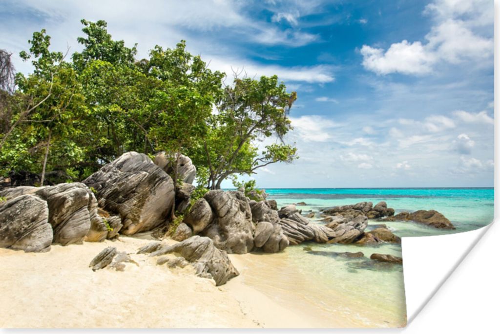 MuchoWow Poster Strand - Steine - Meer - Sommer 180x120 cm - Fotoplakat