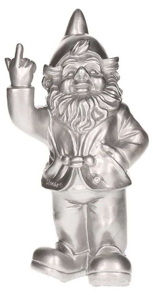 Stoobz design Gartenzwerg - silber - Mittelfinger - 20 cm Produktbild 