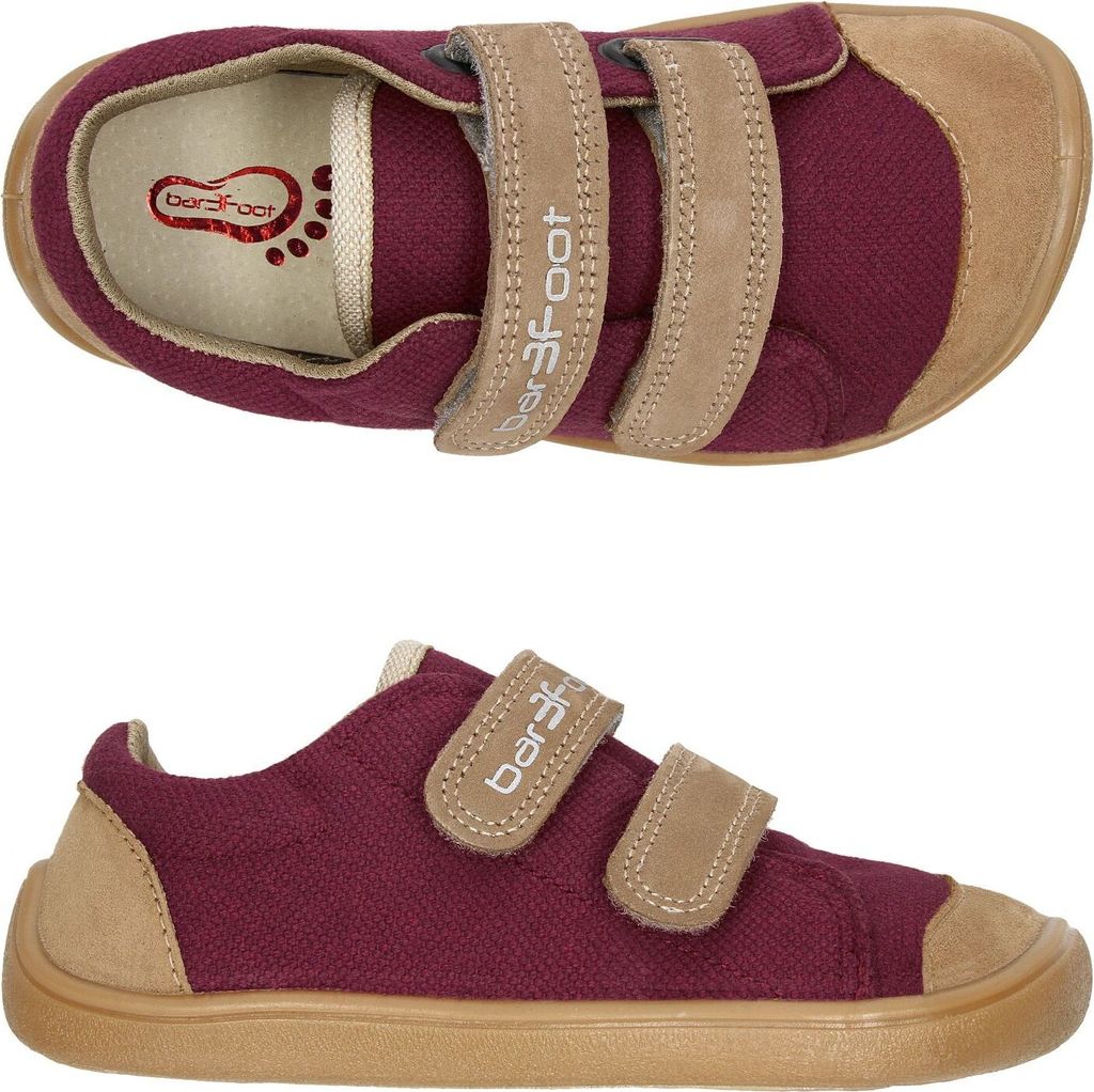 Canvas Sneakers 3F Vegan 3BE29/13 bar3foot super flexi Burgund barefoot
