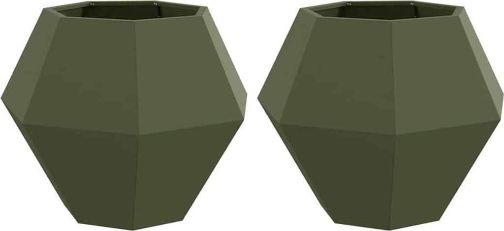 Pflanzkübel 2 pcs Olive Grün 75 x 75 x 60 cm Stahl
