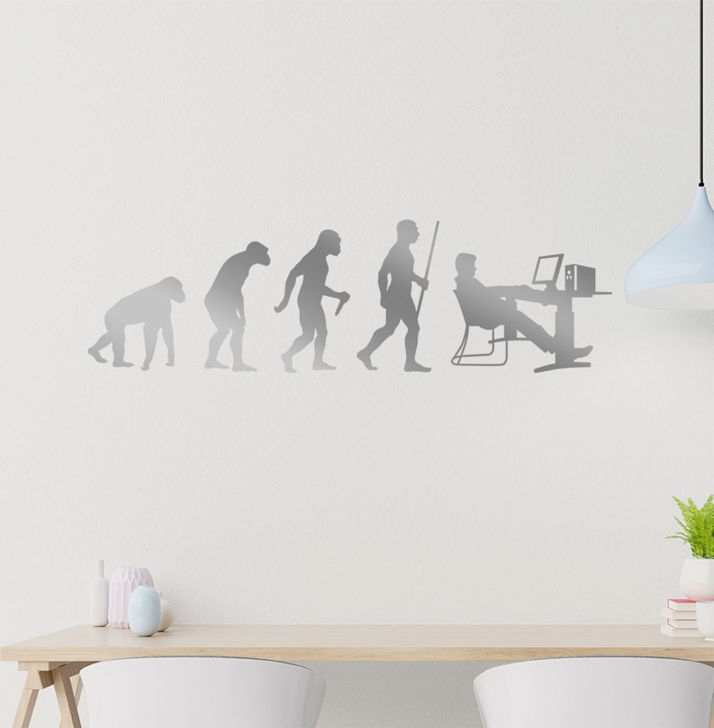 Computer Gamer Evolution Wandtattoo Wandaufkleber Wall Sticker - Dekoration, Küche, Wohnzimmer, Schlafzimmer, Badezimmer