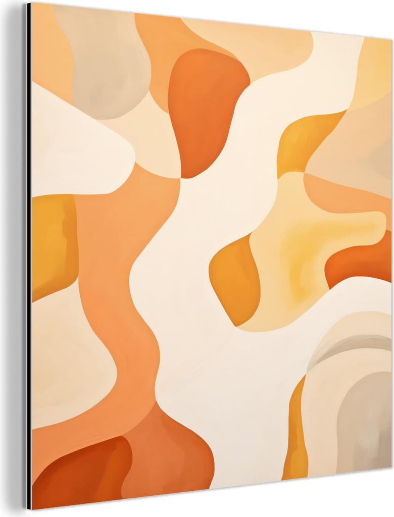 MuchoWow Wanddekoration Metall Metallbild Wandkunst 20x20 cm Orange - Abstrakt - Kunst MuchoWow Aluminium Gemälde - Alu Dibond Bilder