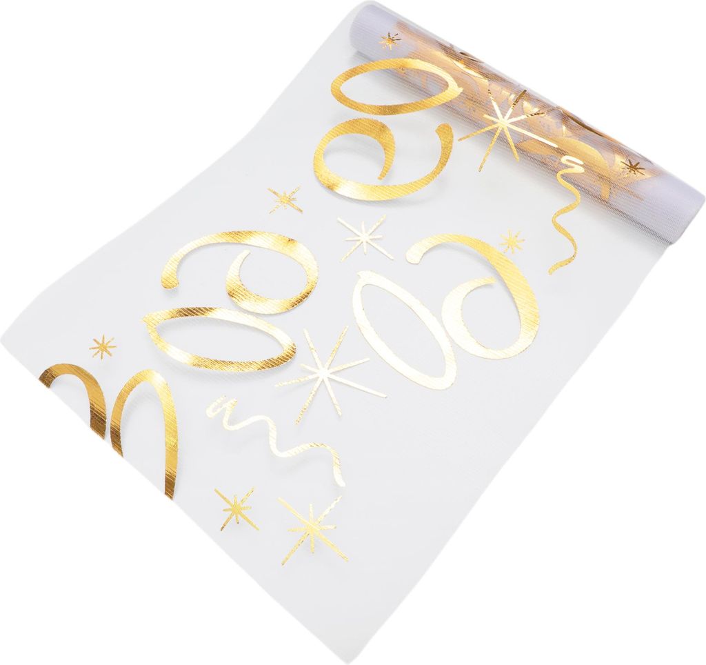 Tischläufer, Glänzende Tischdekoration, Polyester Tischläufer für DIY 60. Geburtstagsfeiern Tischdekoration, 275x28cm, Goldton