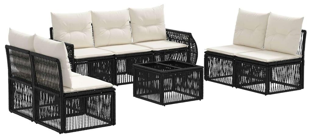 Möbel Gartensofa-set 8 pcs Schwarz und Cremeweiß Poly-Rattan - Gartenmöbelgarnituren CC1478