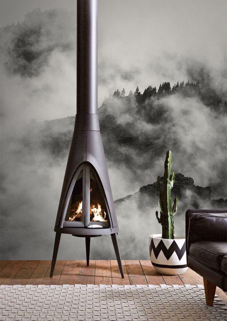 Coloray Fototapete 250x250 cm Vlies-Fototapete - Nebeliger Waldbaum nebliger Wald