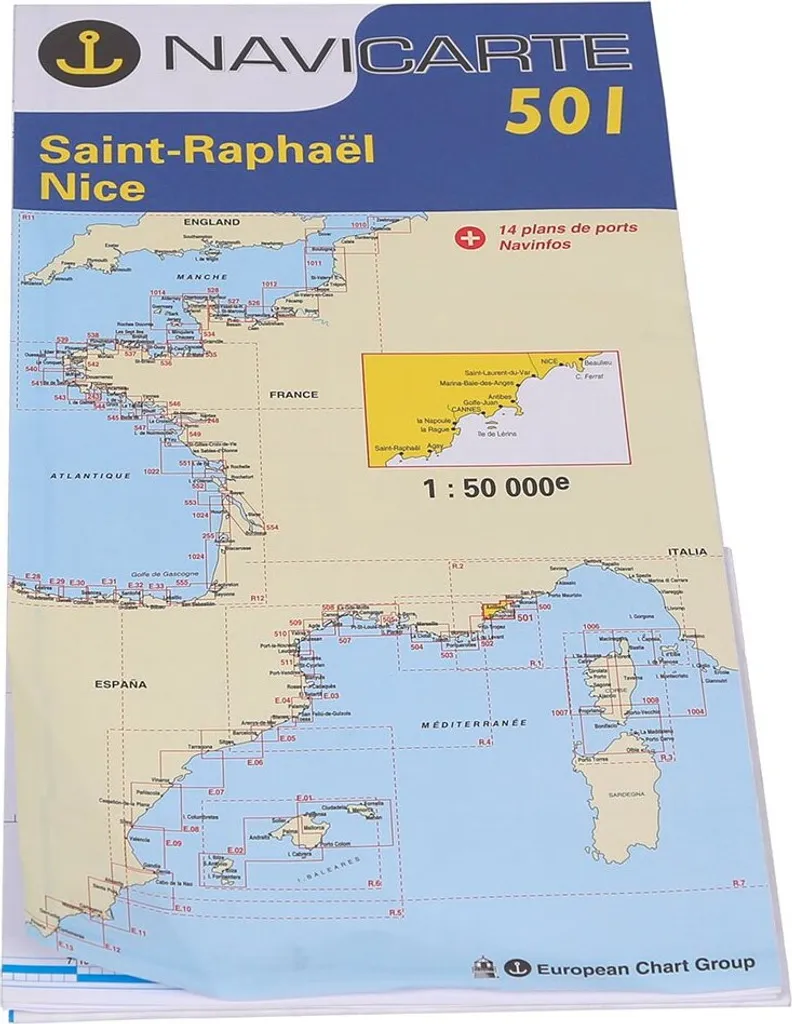 Carte de navigation transparente Plastimo pour le littoral azuréen