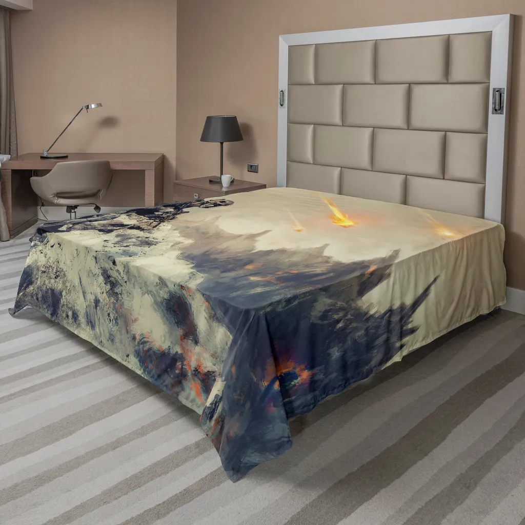 Drap de lit Space ABAKUHAUS 260x228 cm, motif technologie futuriste gris