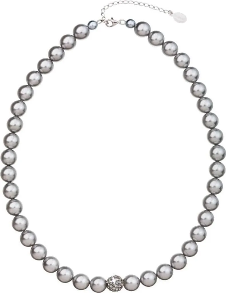 Collier de perles gris clair avec cristaux Preciosa 32011.3 raffiné