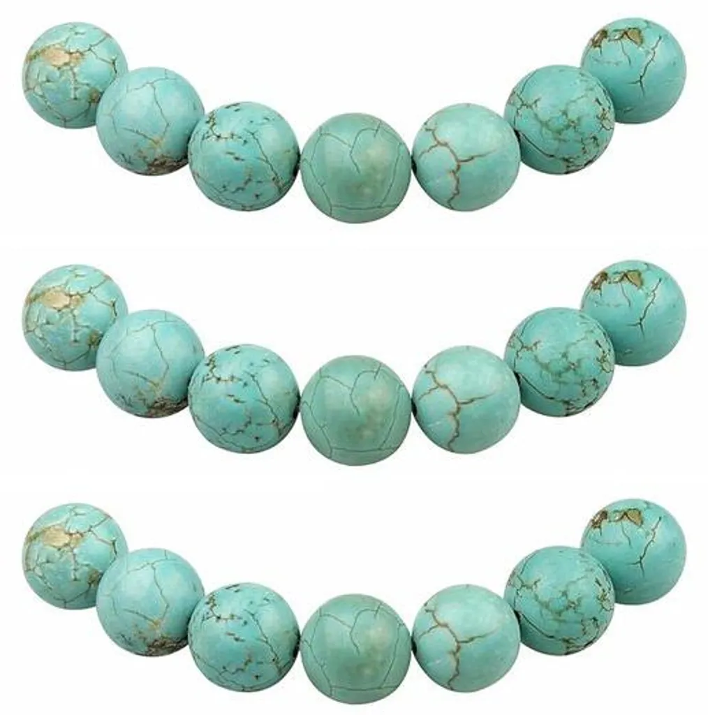 Perles rondes turquoise 4 mm - Lot de 85 pierres pour création de bijoux