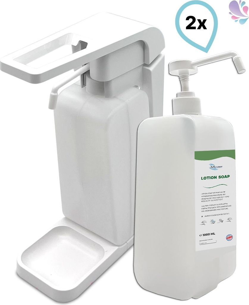 SET: Blanc Hygienic Hebelspender 1.000ml + 2x 1 Liter Lotion Cremeseife mit vormontierter Pumpe, verschied Farben : Farbe - Weiß Farbe: Weiß