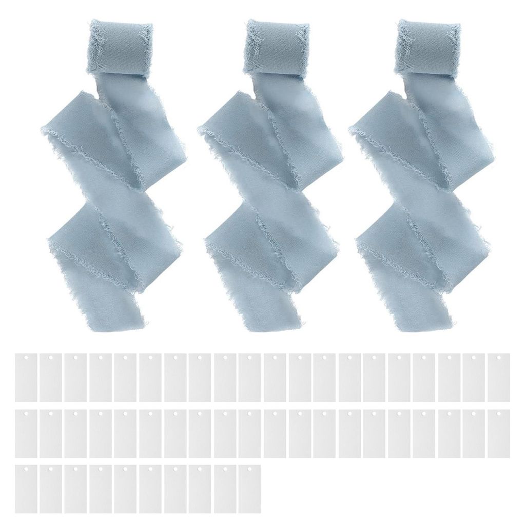 Handgeschriebene Visitenkarten, 50 Blatt, Blanko-Karten aus strukturiertem Papier mit Chiffonband, Hochzeitseinladungen, Tischkarten für Partys, B...