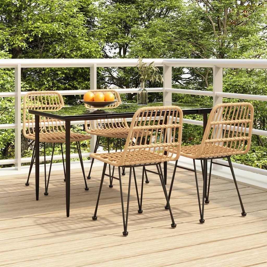 "Rabatt" 5-tlg. Garten-Essgruppe - mit tishe & Stuhl - Poly Rattan - Lounge-Dining set CC7787