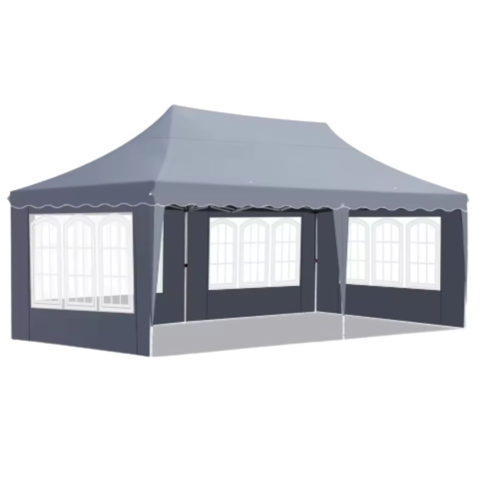 Partyzelt mit Seitenwänden – 300x600 cm – Faltbar – Dunkelgrau – 420D Oxford-Gewebe – Easy-Up Pavillon – Wasserdicht & Wetterfest – ...