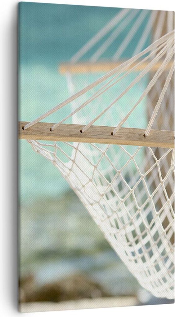 Bild auf Leinwand - Leinwandbild - Reise hängematte tropisch strand - 45x80cm - Wand Bild - Wanddeko - Leinwanddruck - Bilder - Kunstdruck - Wandd...