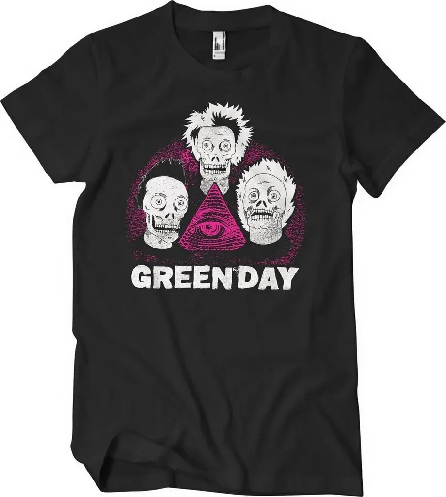 T-shirt Green Day Skulls Noir L - Vêtement Idéal pour Concert