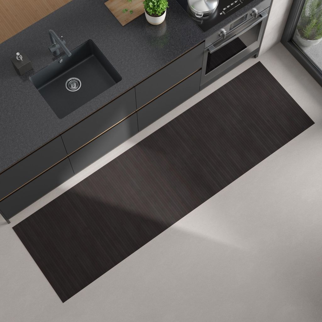 Küchenläufer FLOW Küchenteppich Bambusteppich Läufer Teppich ohne Bordüre Ebony Maß ca. 80 x 300 cm