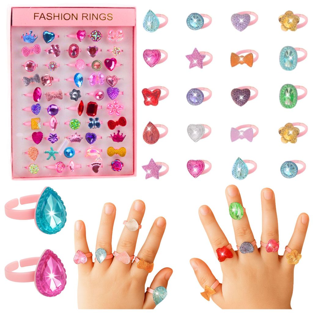 Beautyset Kinderringen Gekleurde Diamanten 50 St. Productafbeelding 