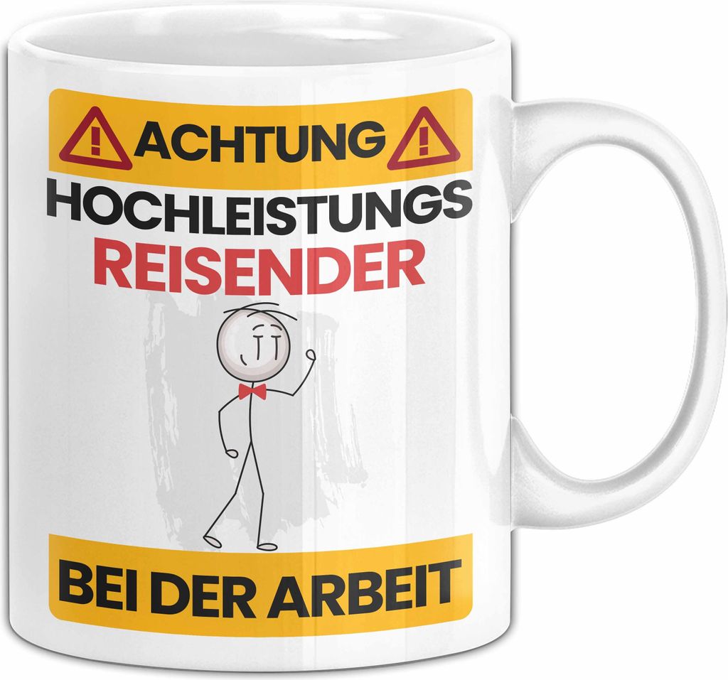 Reisender Tasse Geschenk Lustiger Spruch Geschenkidee für Reisender Achtung Hochleistungs Reisender Bei Der Arbeit (Weiß)