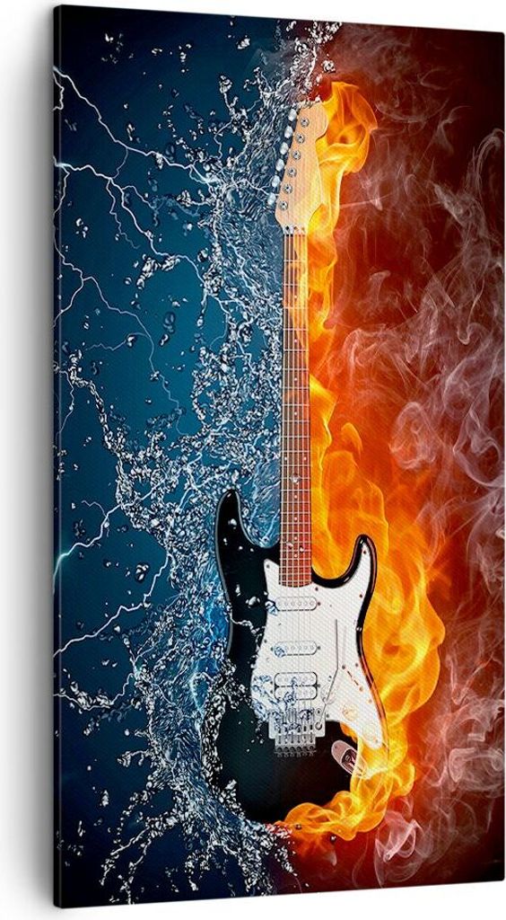 Bild auf Leinwand - Leinwandbild - Gitarre Instrument Musik - 45x80cm - Wand Bild - Wanddeko - Leinwanddruck - Bilder - Kunstdruck - Wanddekoration...