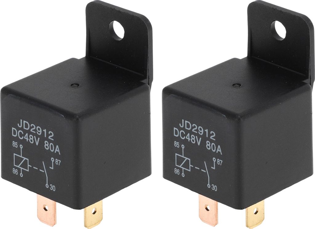 4 Pins 48V 80A Auto-Relais mit Kunststoff-Aufhängeloch Mehrzweck-Wasserdichtes Auto-Relais 2 Stück Schwarz