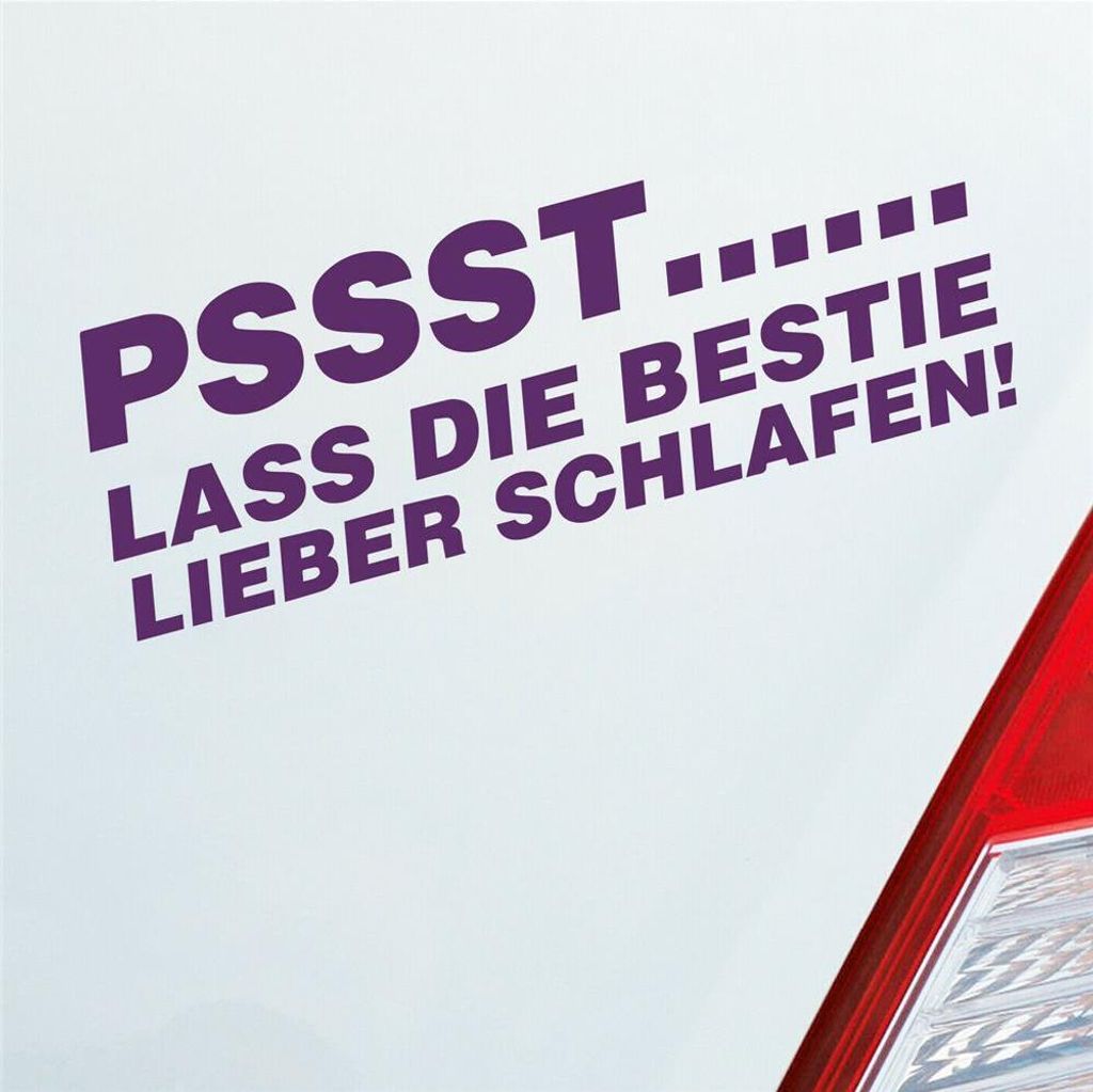 Auto Aufkleber Pssst... Lass die Bestie lieber schlafen! Tuning 15x5 cm Lila Sticker Heckscheibenaufkleber