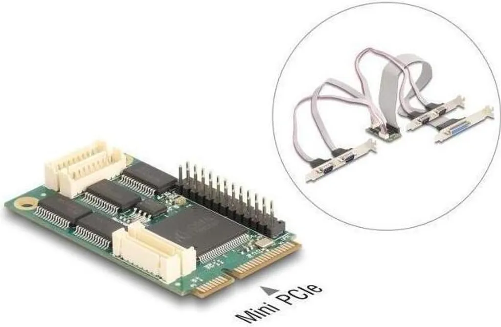 Carte Contrôleur Mini PCIe vers 4x Ports RS232 et 1x Port LPT Parallèle