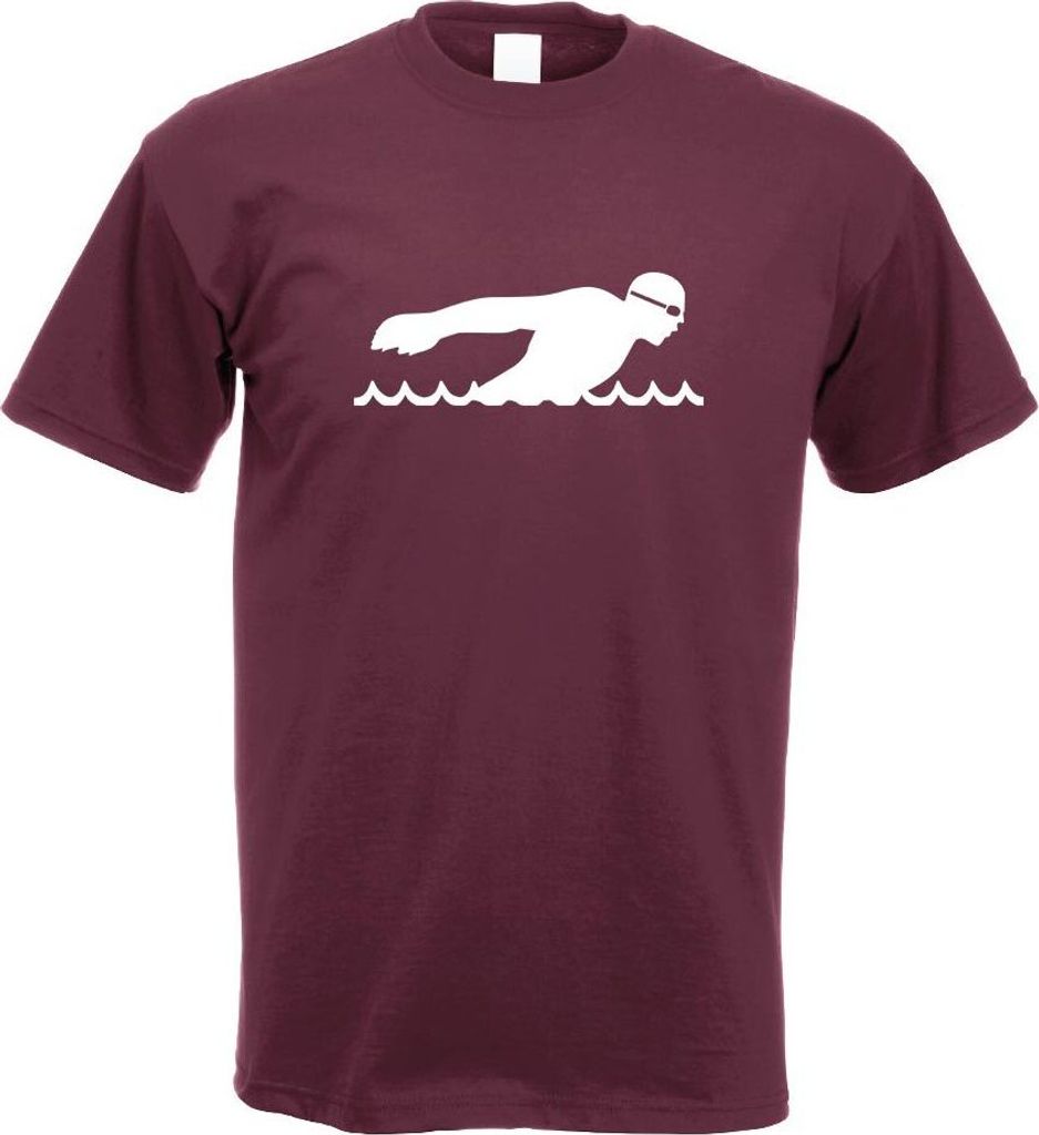 Kiwistar - T-Shirt - Burgund - Triathlon Sportler Figur Motiv Bedruckt Funshirt Design Print - mit Motiv Bedruckt - Funshirt Design - Sport - Freiz...