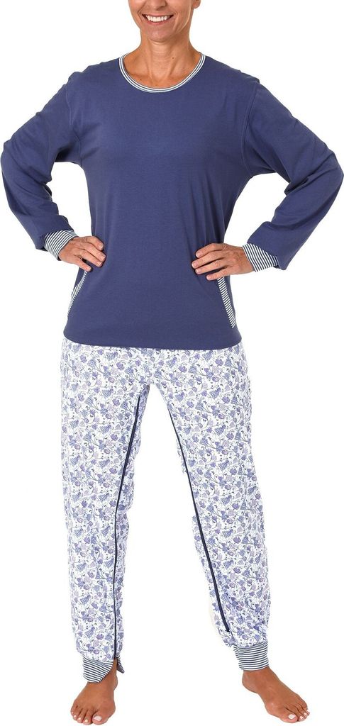 Damen Pflegeoverall langarm mit Reissverschluss am Rücken und am Bein 60507 ; blau , L