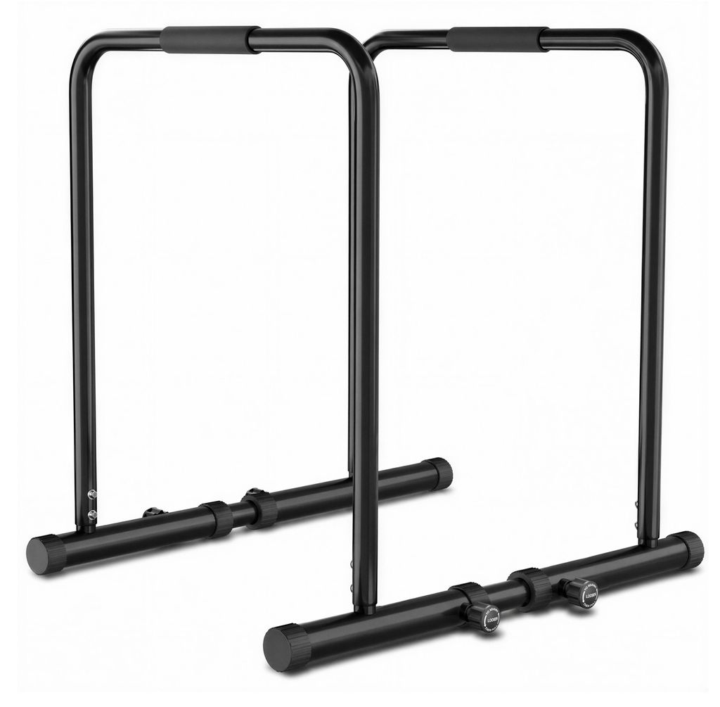 Sportstech PT500, verstellbare Dip Barren, max. 300 kg, rutschfest, Fitness-Bar mit Sicherheitsverschluss, 80 bis 90 cm höhenverstellbar