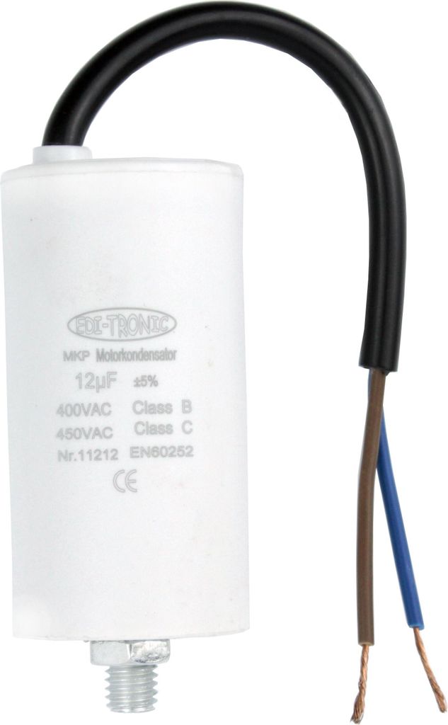 MKP Motorkondensator, Arbeitskondensator Anlaufkondensator Kondensator 450V - Anschluss: Kabel - Wert: 12μF