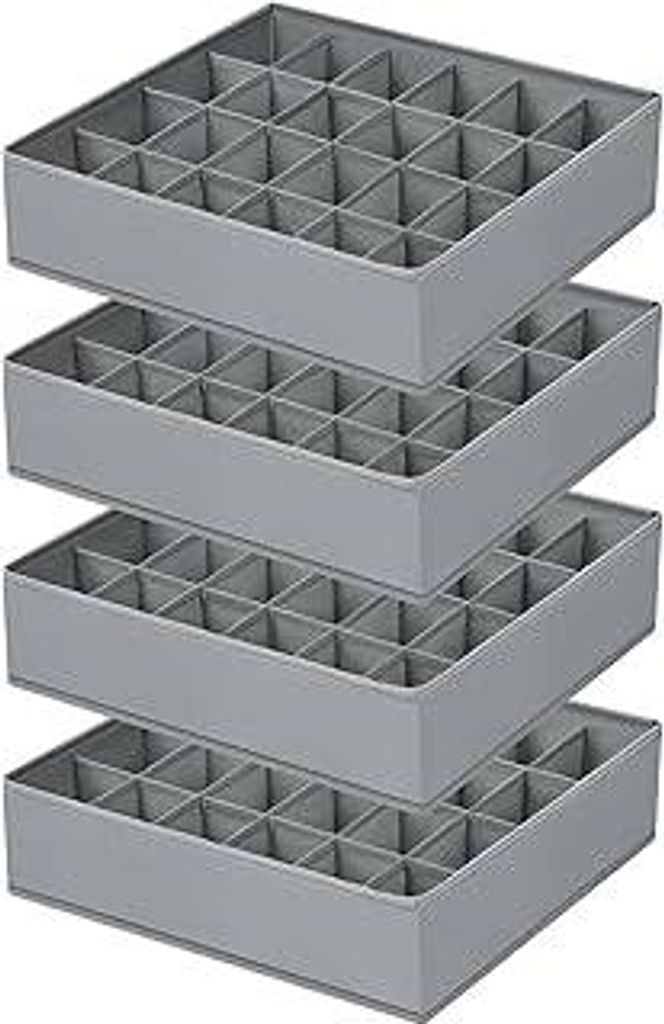 Unterwäsche Socken Organizer - 4er Set Schrank Schubladen-Organizer Kleidung, 96 Fächer (4x24), Ordnungssystem Kleiderschrank, Aufbewahrungsbox f...