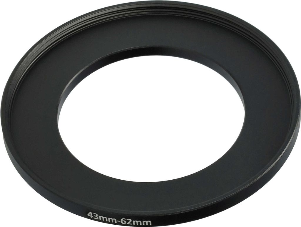 vhbw Step-Up-Ring Adapter 43mm - 62mm für Kamera Objektiv - Filteradapter, Metall Schwarz