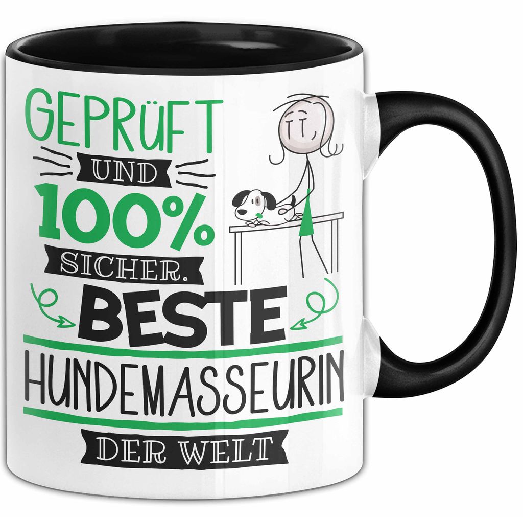 Beste Hundemasseurin Der Welt Tasse Geschenk für Eine Hundemasseurin Und Sicher Geschenkidee Geburtstag Weihnachten (Schwarz)