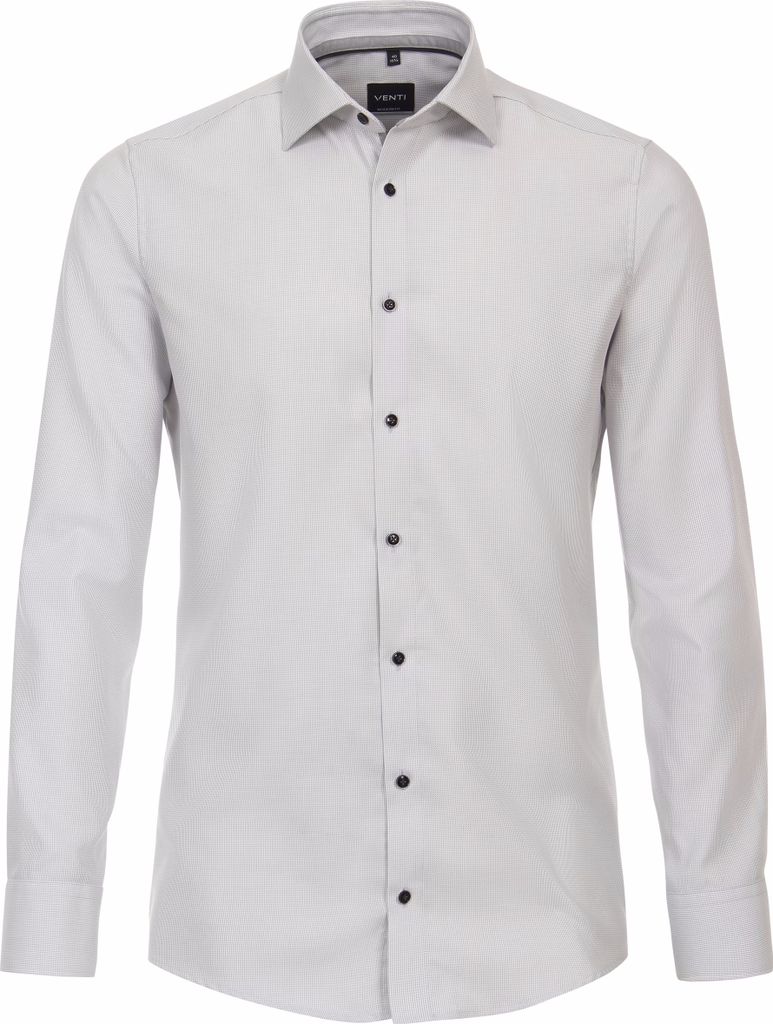 VENTI Herren Businesshemd Langarm Kent Modern-Fit Silber Struktur 43