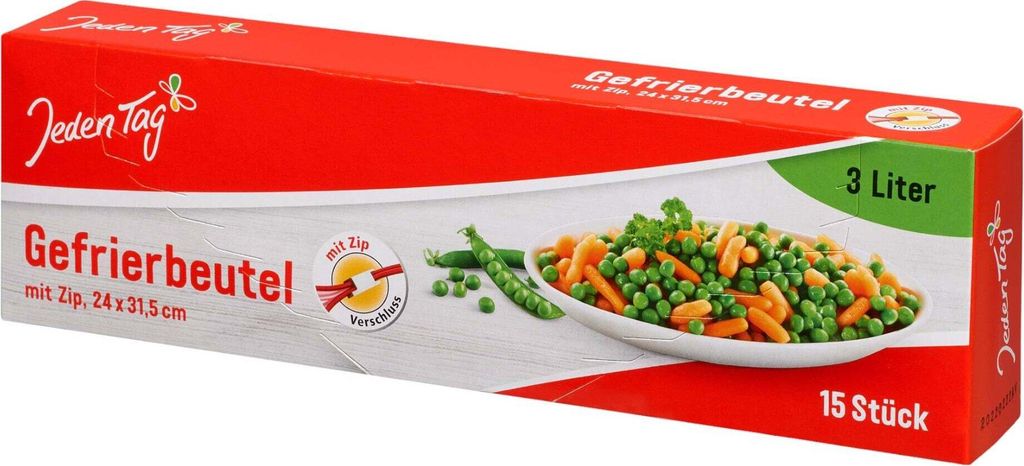 Jeden Tag Gefrierbeutel mit Clips 24 x 31,5cm 15 x 3L Produktbild 
