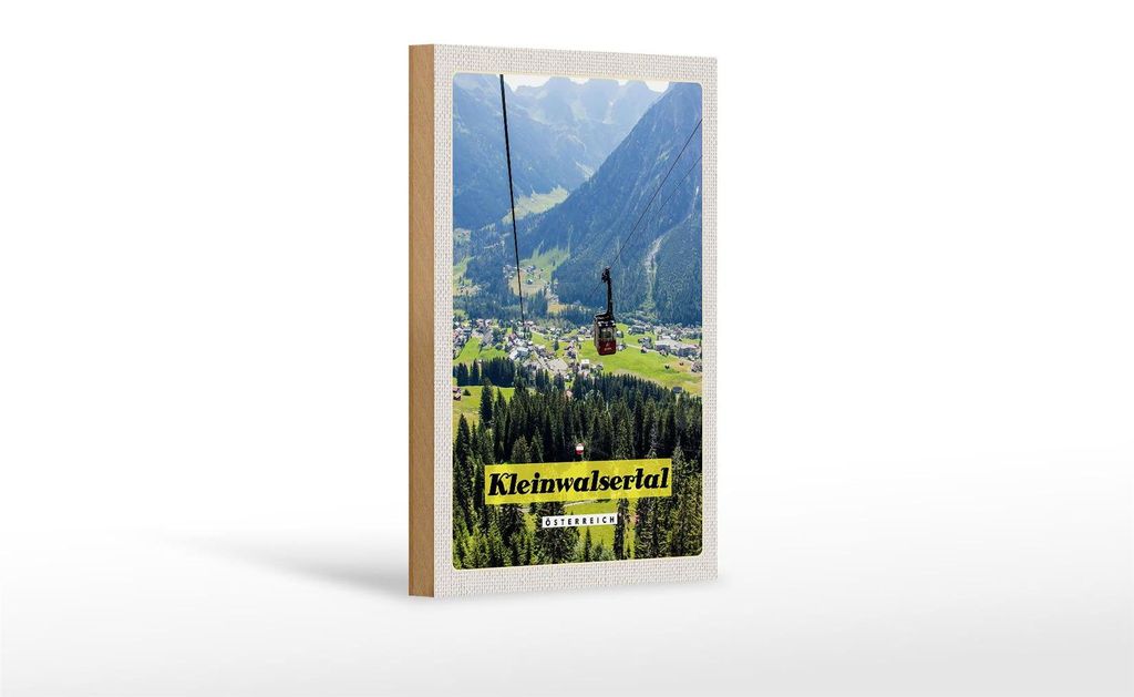 Holzschild Reise 12x18 cm Kleinwalsertal Österreich Gondel Natur