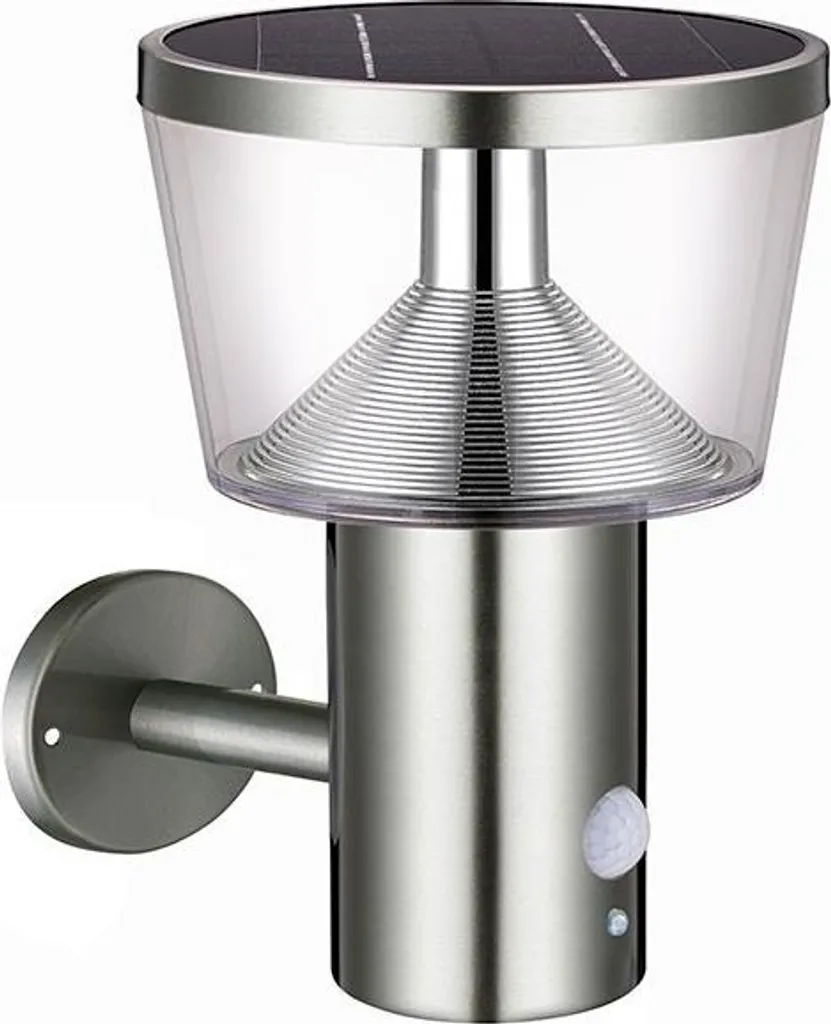 Luminaire extérieur solaire Torino en chrome pour balisage de jardin mural