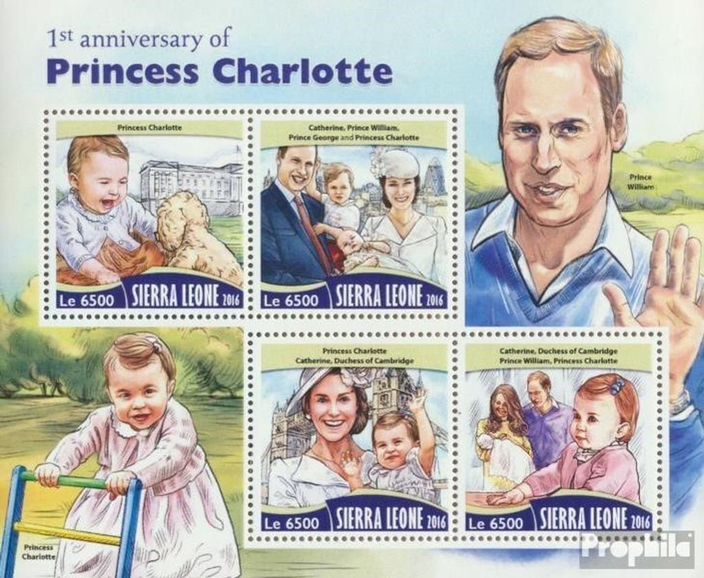 Briefmarken Sierra Leone 2016 Mi 7493-7496 Kleinbogen (kompl. Ausg.) postfrisch Prinzessin Charlotte