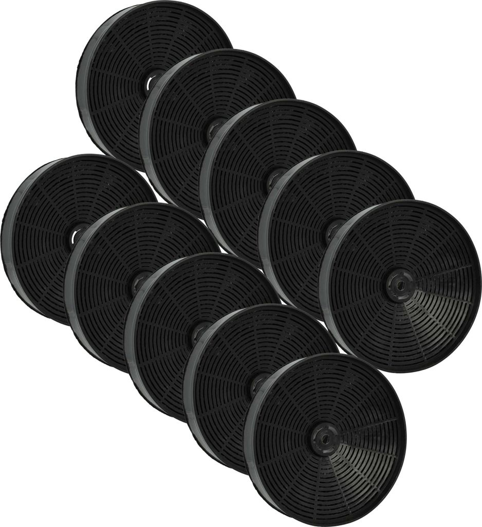 vhbw 10x Aktivkohlefilter kompatibel mit Zanussi ZK60X 94264000300, ZK60W 94264000200, ZK90X 94264000400 Dunstabzugshaube - 17,3 cm