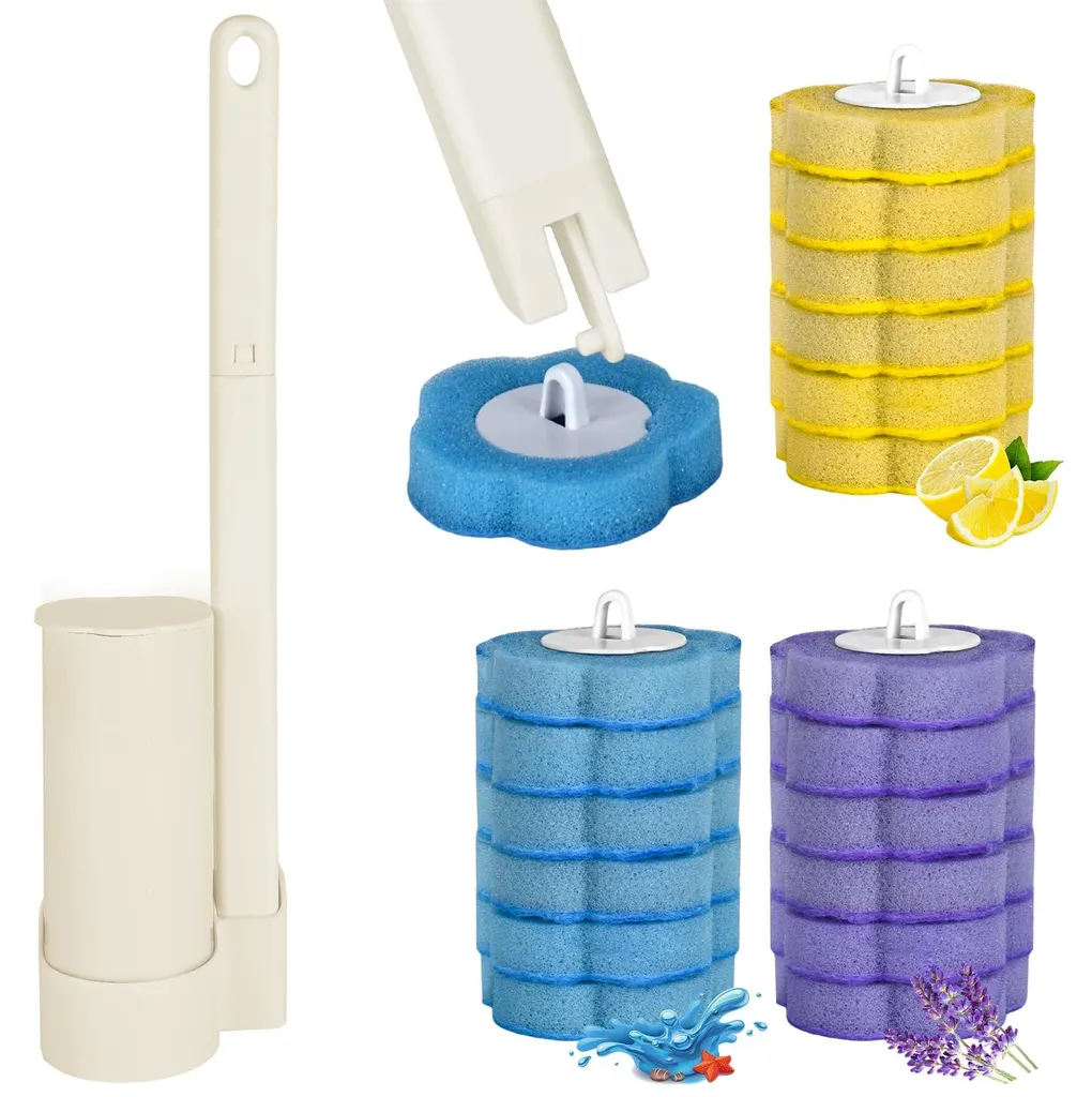 Brosse WC jetable hygiénique, fini les bactéries avec 18 embouts de rechange